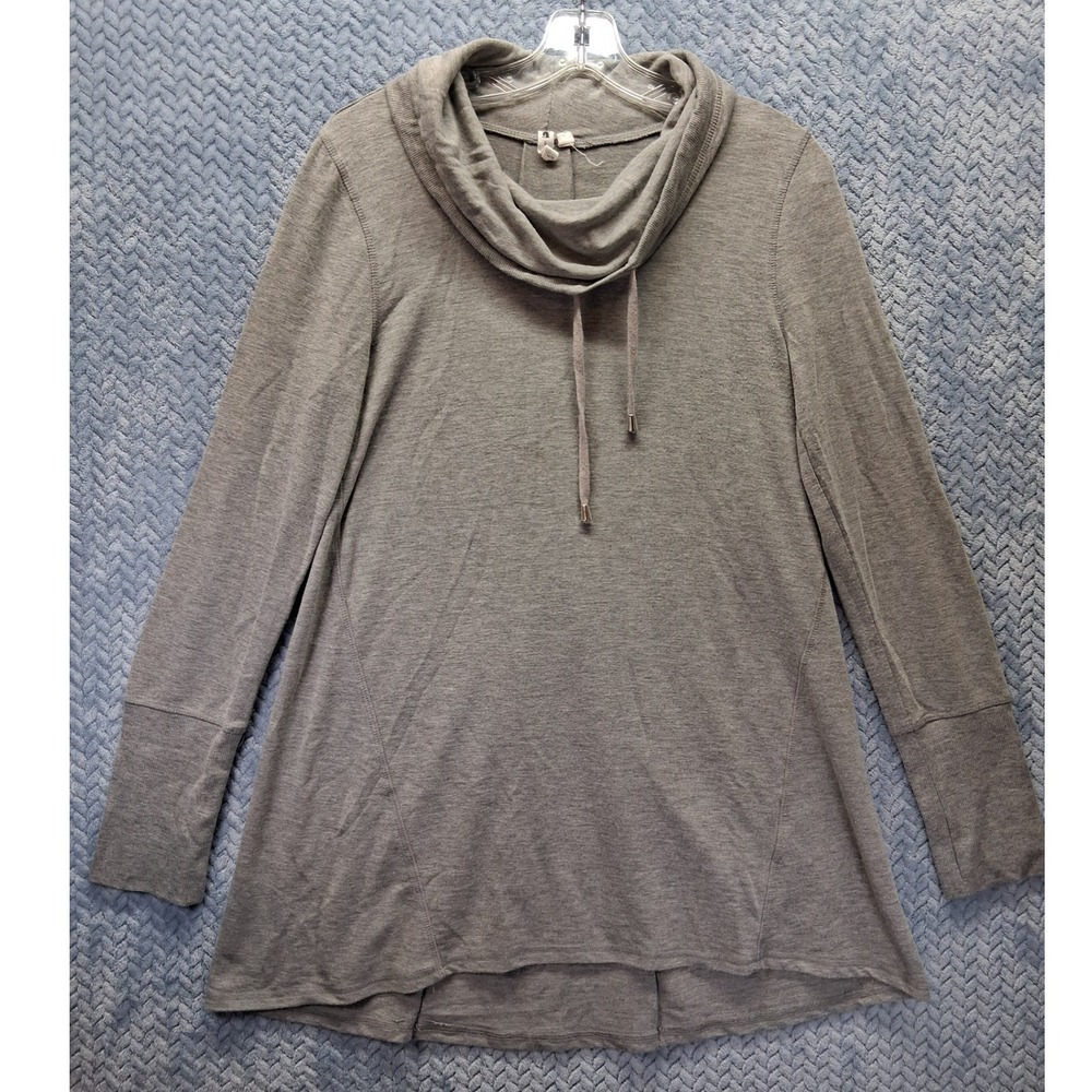 Cable & Gauge Gray Cowl Neck Drawstring Top Open Back Tulip Hem Size Medium